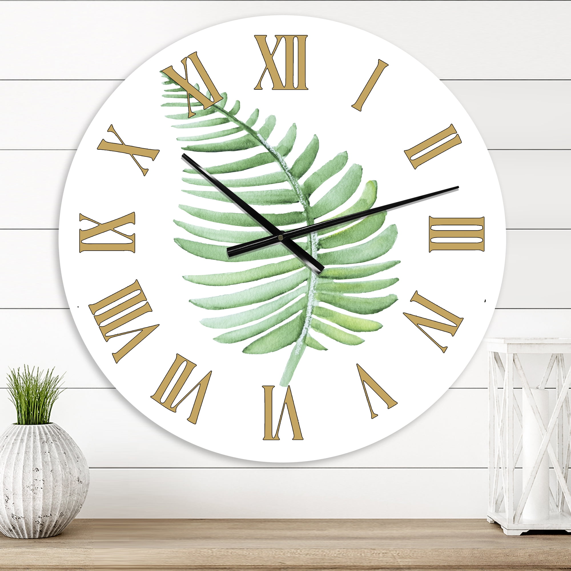 Designart 'Tropical Leaf Of Monstera Iii' Farmhouse Wall Clock