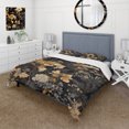 thumbnail image 1 of Designart "Tropical Leaf Serenade Gold I" Floral Leaves Bedding Covert Set - Leaves Gold Floral Bed Set With 2 Shams, 1 of 6