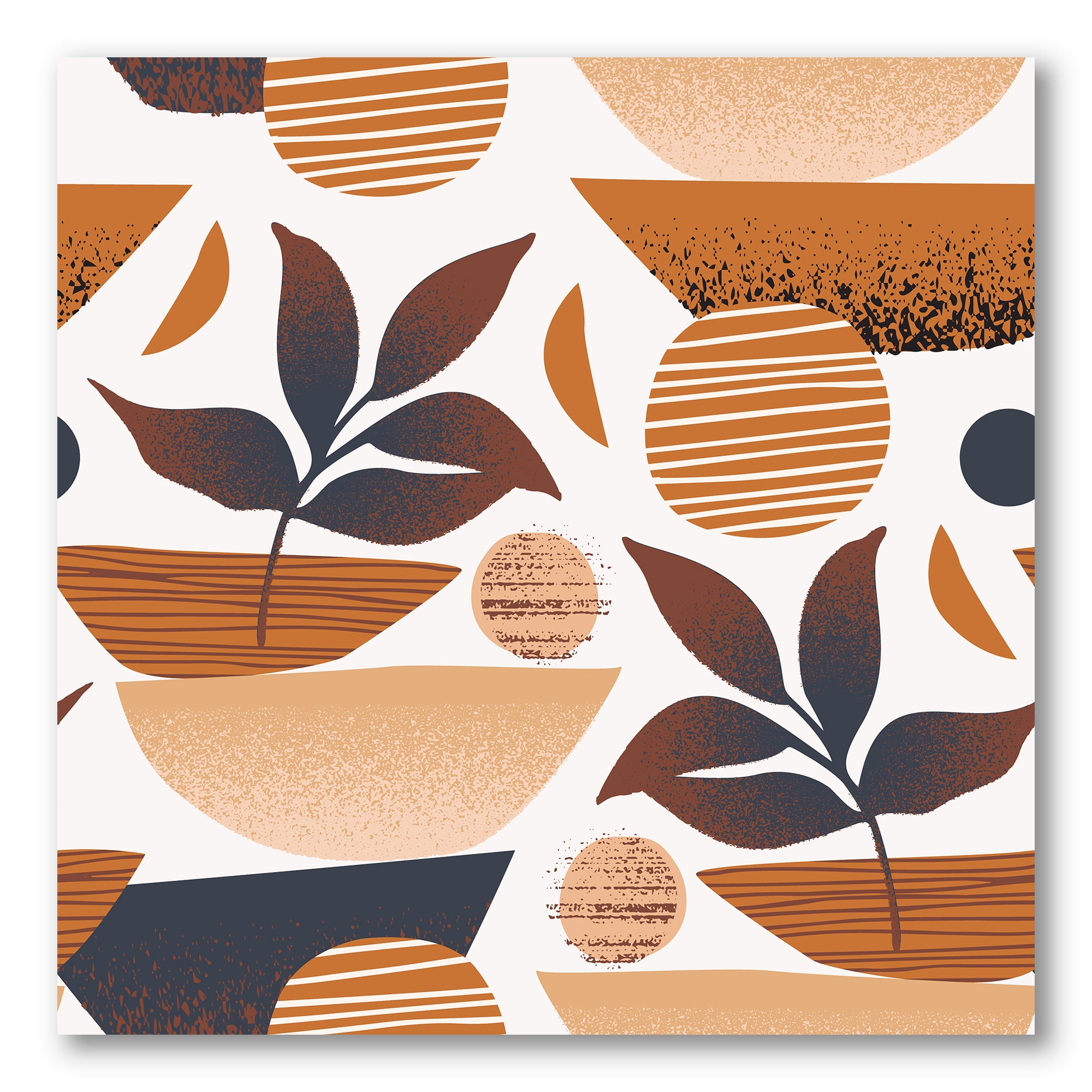 Designart ' Tropical Leaf Silhouettes and Shapes on White ' Modern Canvas Wall Art Print