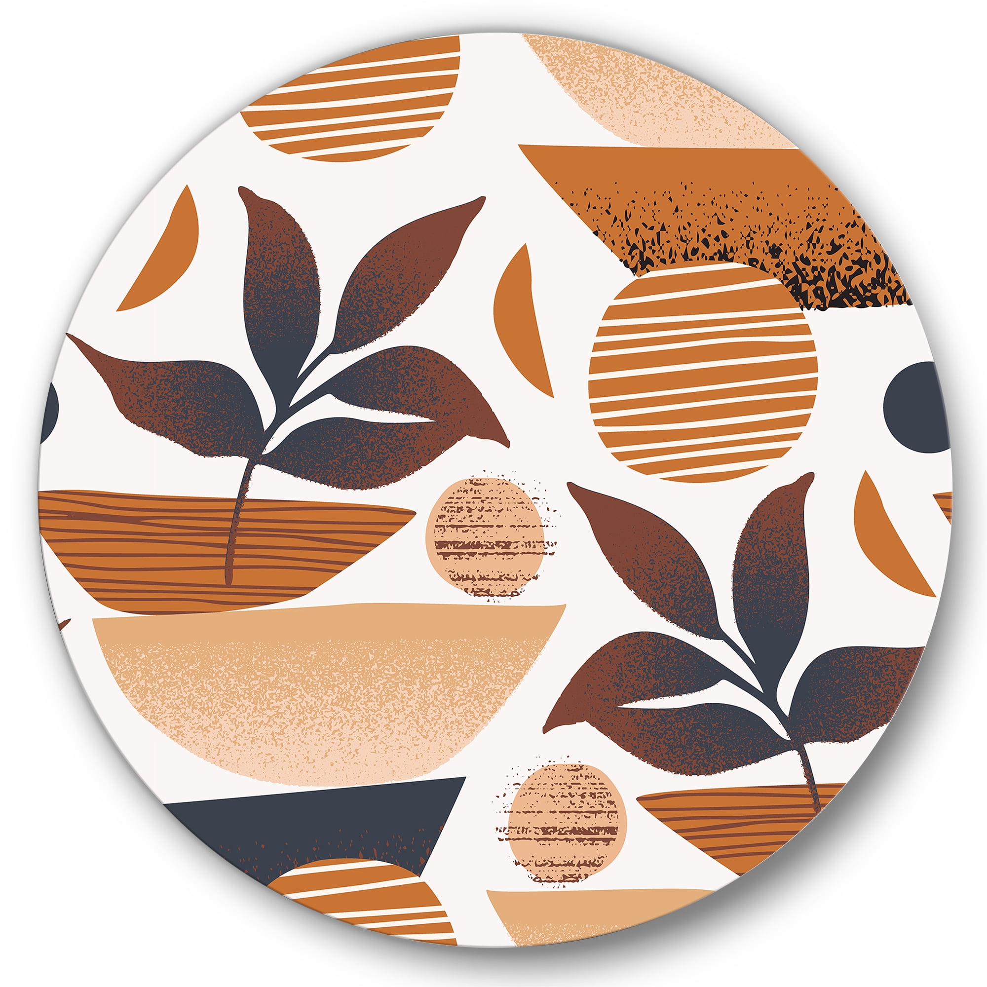 Designart 'Tropical Leaf Silhouettes and Shapes on White' Modern Circle Metal Wall Art 23x23 - Disc of 23