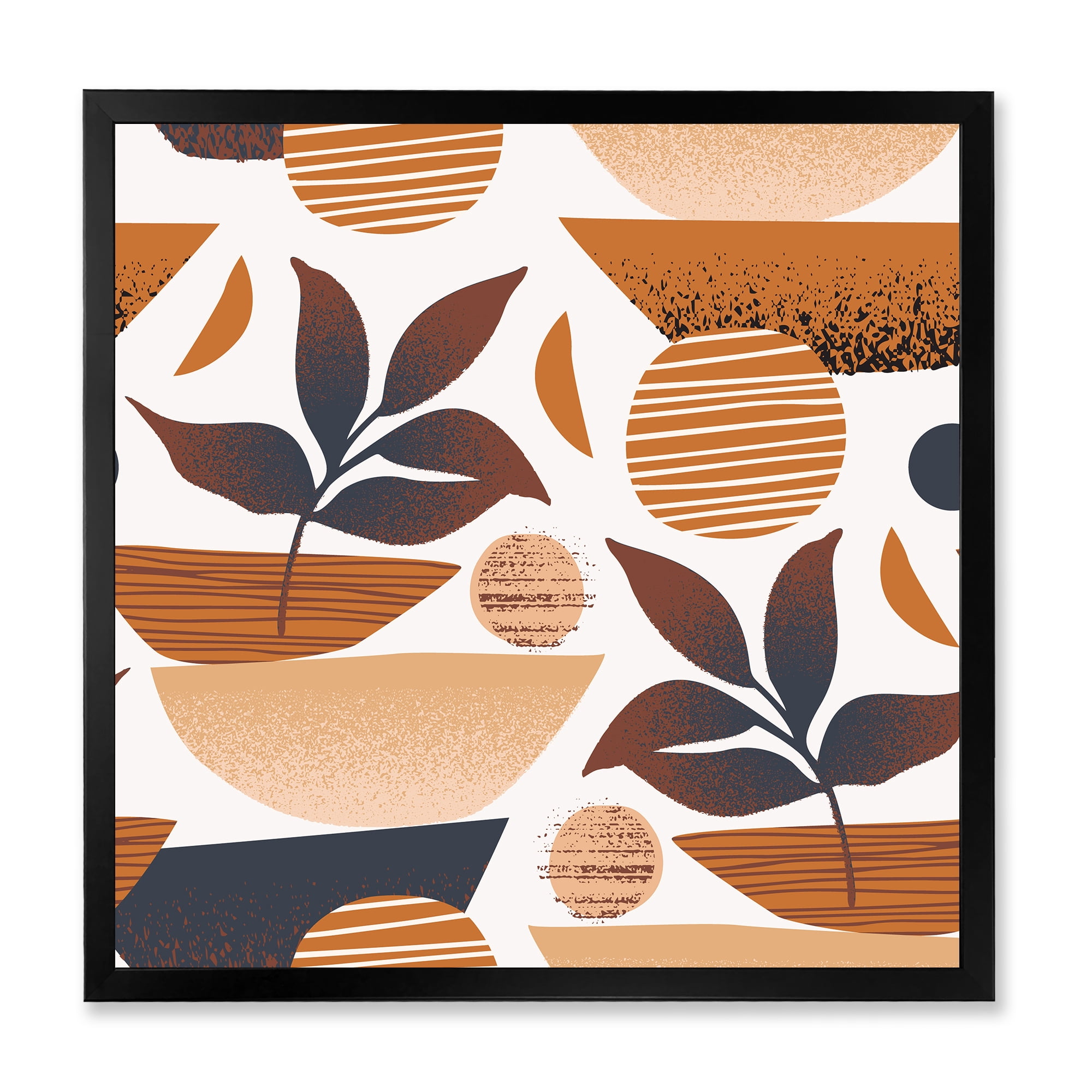 Designart 'Tropical Leaf Silhouettes and Shapes on White' Modern Framed Art Print