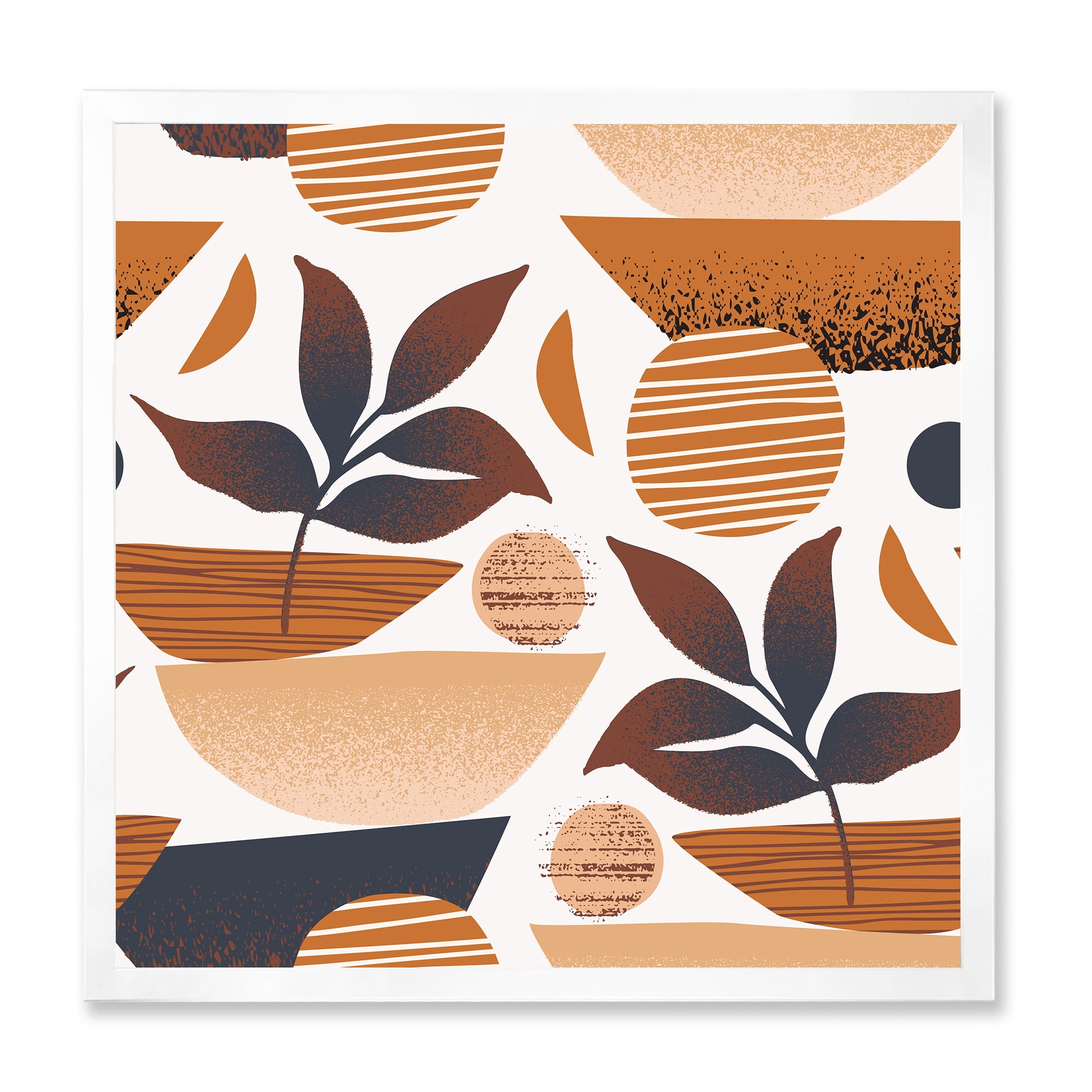 Designart 'Tropical Leaf Silhouettes and Shapes on White' Modern Framed Art Print