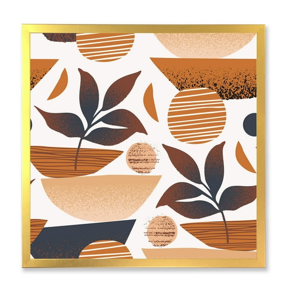 Designart 'Tropical Leaf Silhouettes and Shapes on White' Modern Framed Art Print