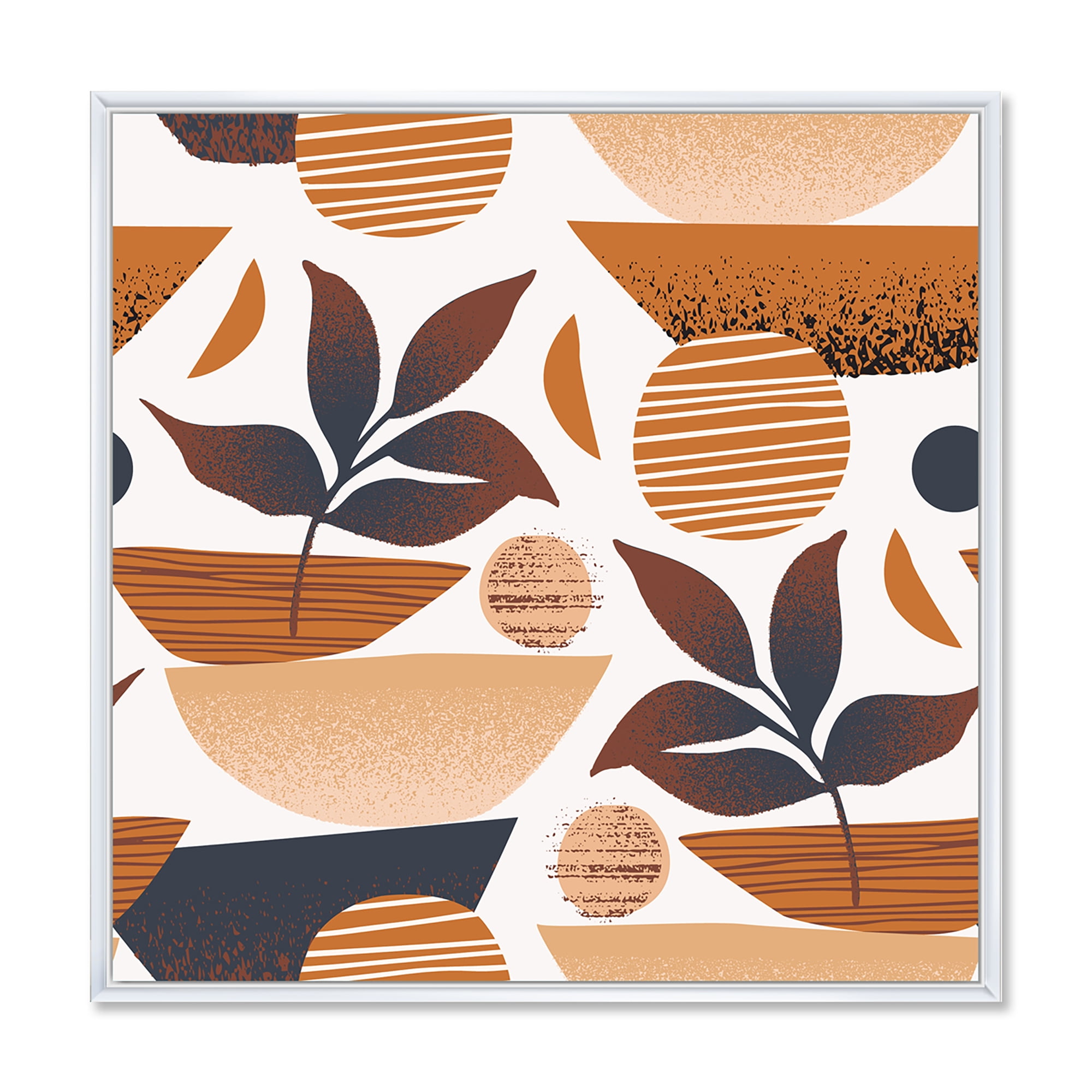 Designart 'Tropical Leaf Silhouettes and Shapes on White' Modern Framed Canvas Wall Art Print