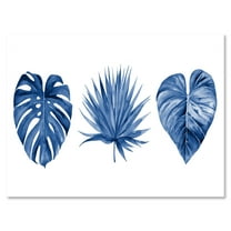 Designart ' Tropical Leaves In Classic Blue ' Tropical Canvas Wall Art Print