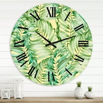 Designart 'Tropical Leaves Of Monstera' Tropical Wall Clock