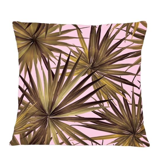Designart Tropical Leaves On Pink' Mid-Century Modern Throw Pillow - 12x20