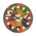 thumbnail image 1 of Designart 'Tropical Leaves Retro Pattern I' Mid-Century Modern Wood Wall Clock, 1 of 5