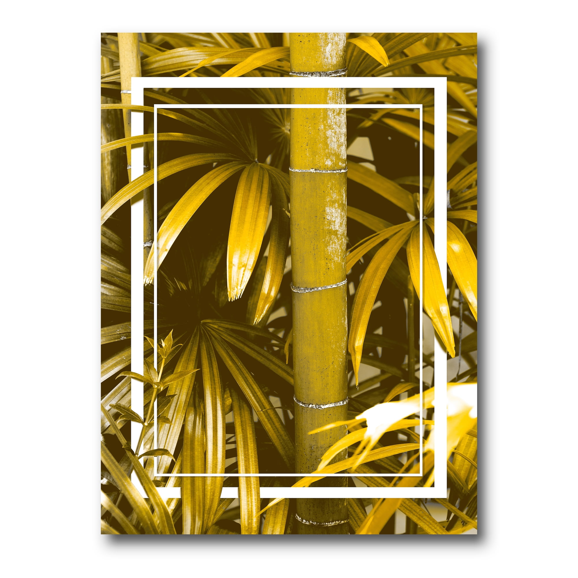Designart ' Tropical Leaves and Yellow Bamboo ' Tropical Canvas Wall Art Print