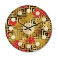 thumbnail image 1 of Designart 'Tropical Luxury Gold Pattern I' Mid-Century Modern Wood Wall Clock, 1 of 5