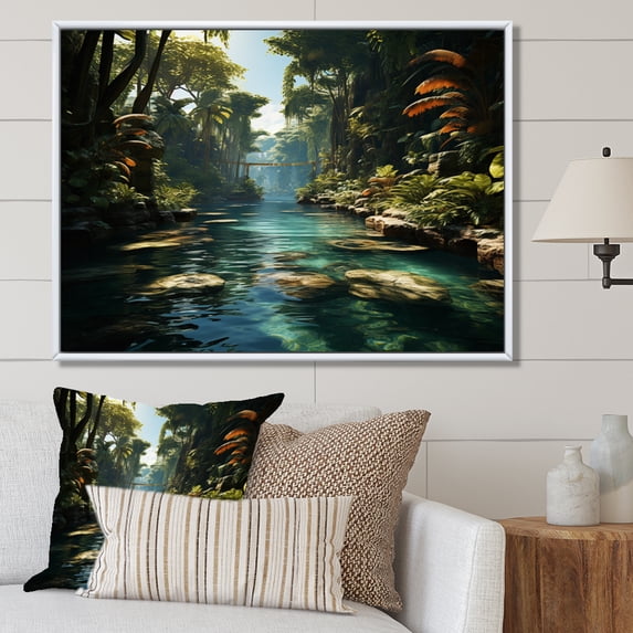 Designart "Tropical Oasis in the Dominican II" Landscapes Floater Framed Wall Art Living Room