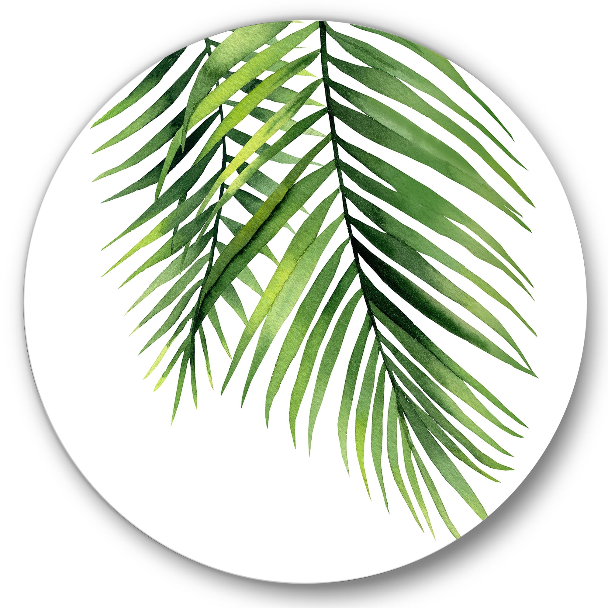 Designart 'Tropical Palm Branches' Tropical Circle Metal Wall Art 29x29 - Disc of 29