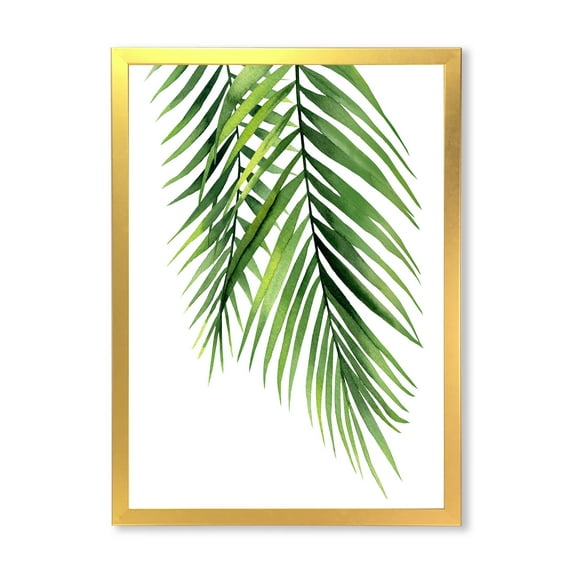 Designart 'Tropical Palm Branches' Tropical Framed Art Print