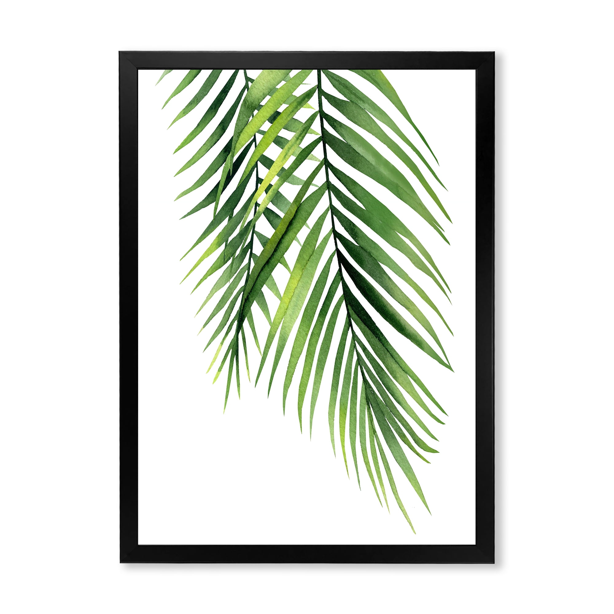 Designart 'Tropical Palm Branches' Tropical Framed Art Print