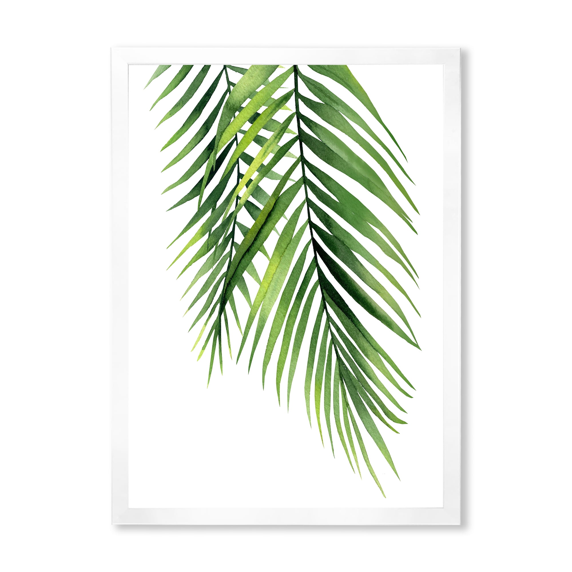Designart 'Tropical Palm Branches' Tropical Framed Art Print