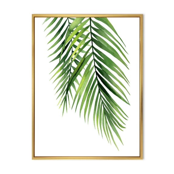Designart 'Tropical Palm Branches' Tropical Framed Canvas Wall Art Print