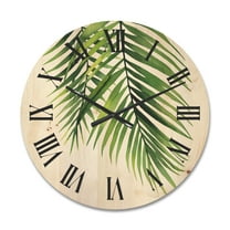 Designart 'Tropical Palm Branches' Tropical Wood Wall Clock