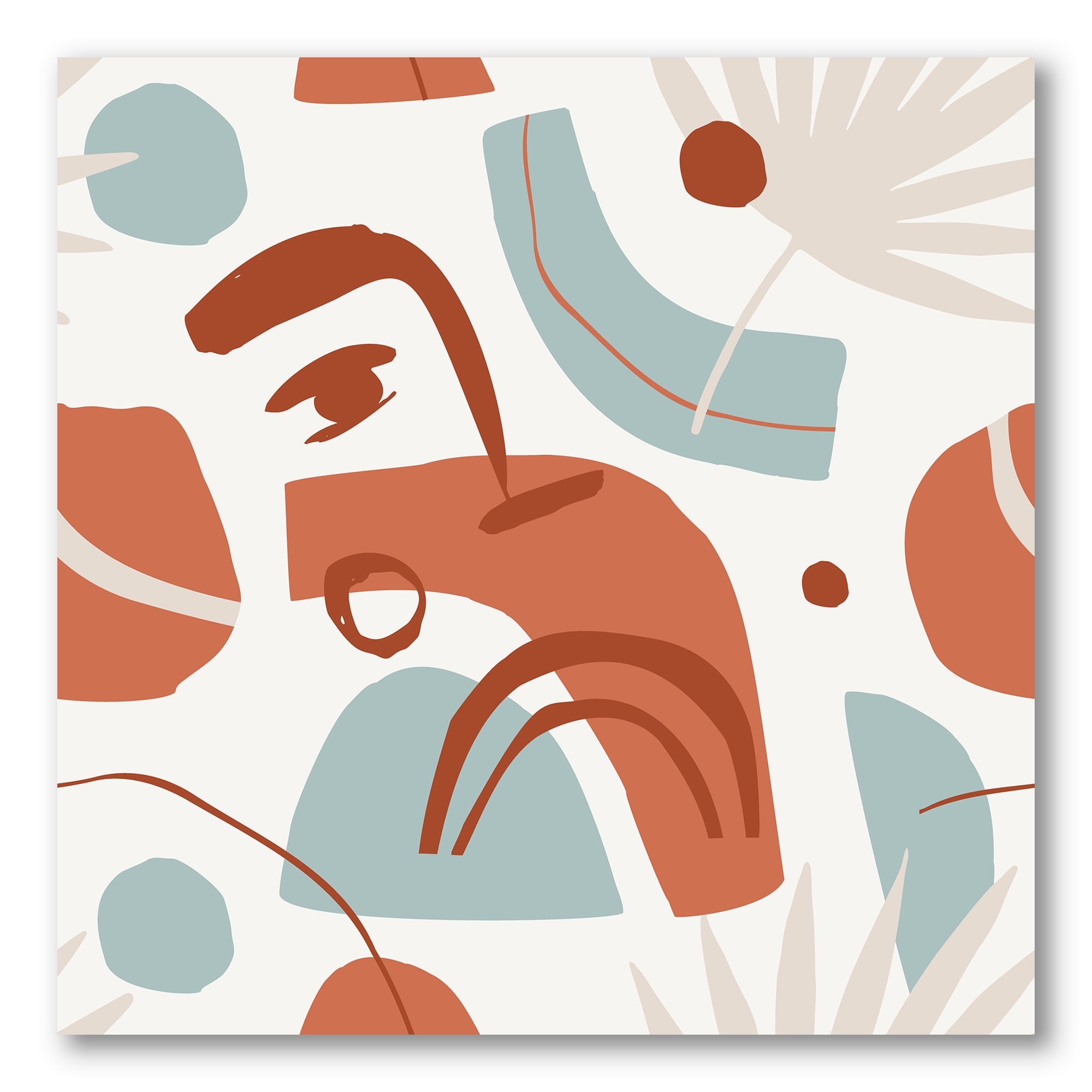 Designart ' Tropical Palm Leaves With Geometrical Shapes ' Modern Canvas Wall Art Print