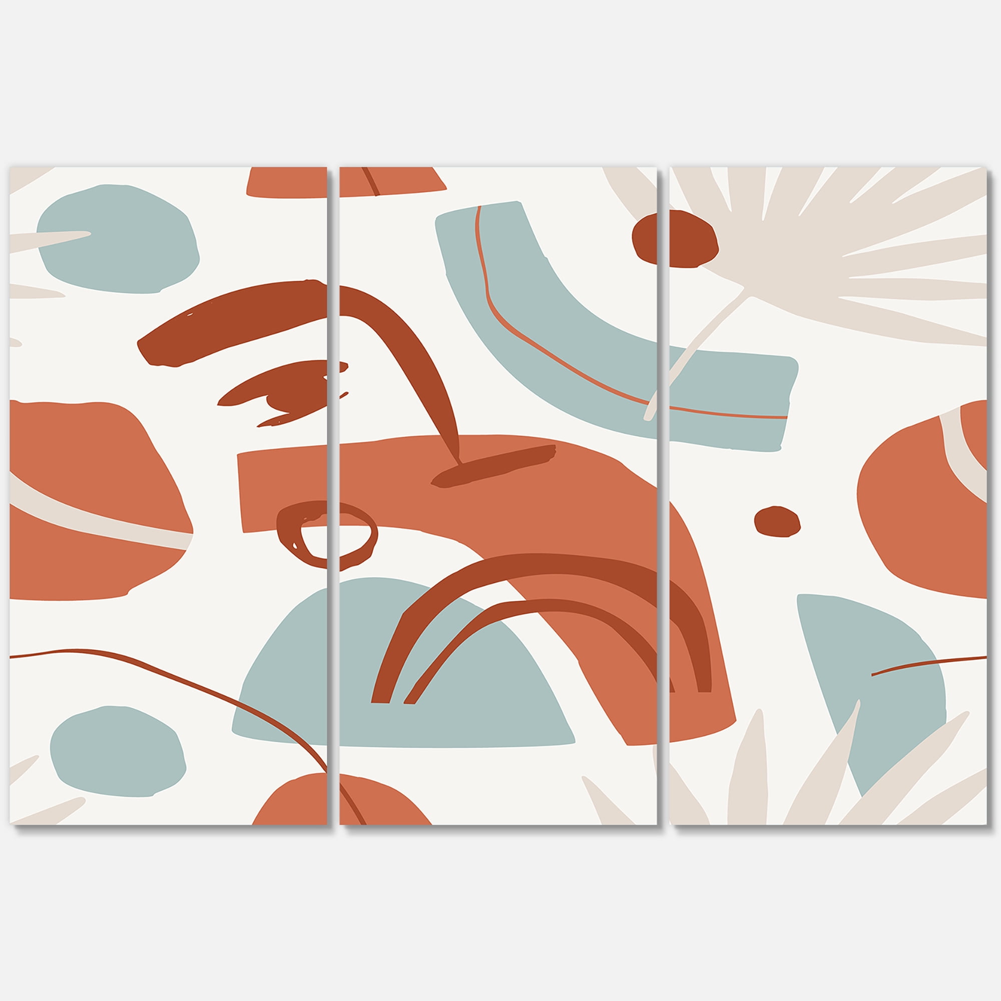 Designart ' Tropical Palm Leaves With Geometrical Shapes ' Modern Canvas Wall Art Print