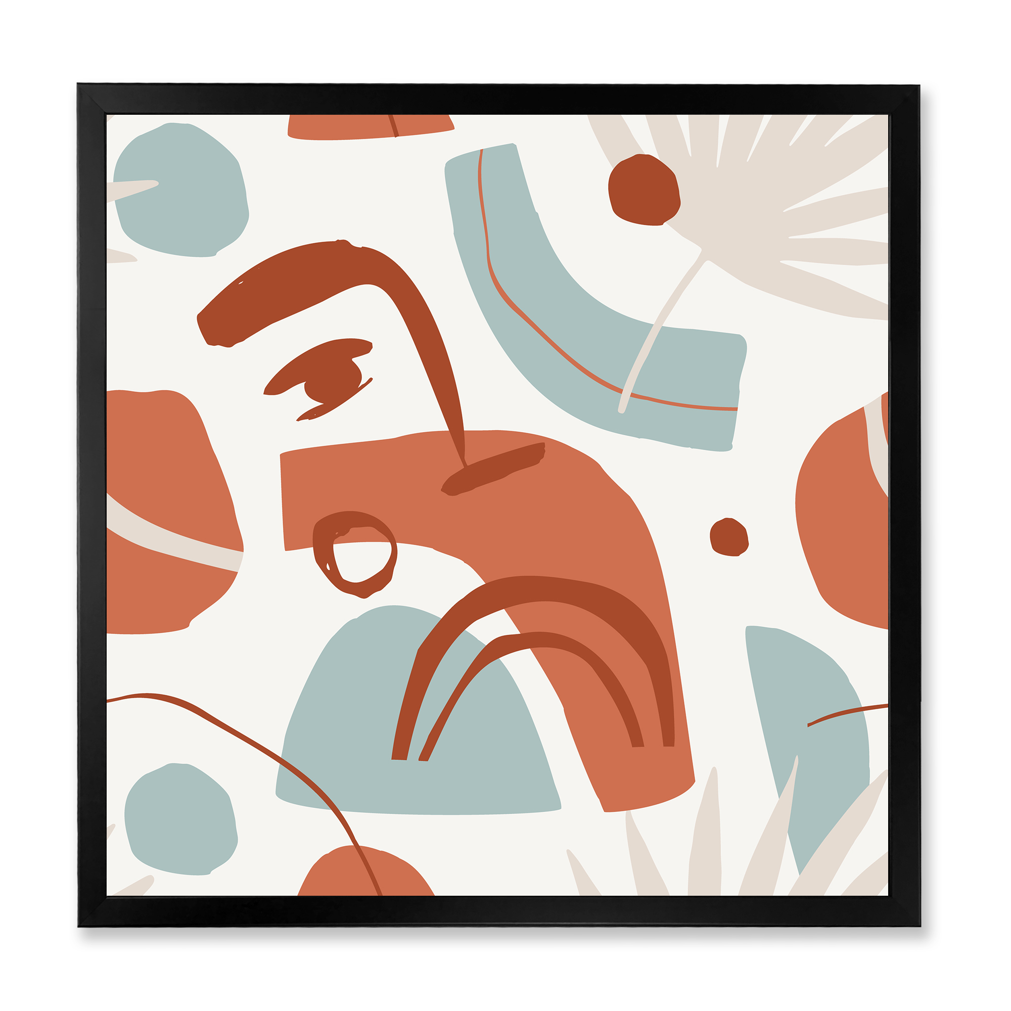 Designart 'Tropical Palm Leaves With Geometrical Shapes' Modern Framed Art Print