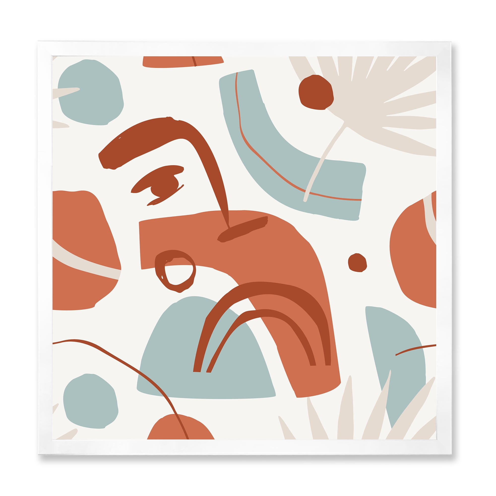 Designart 'Tropical Palm Leaves With Geometrical Shapes' Modern Framed Art Print