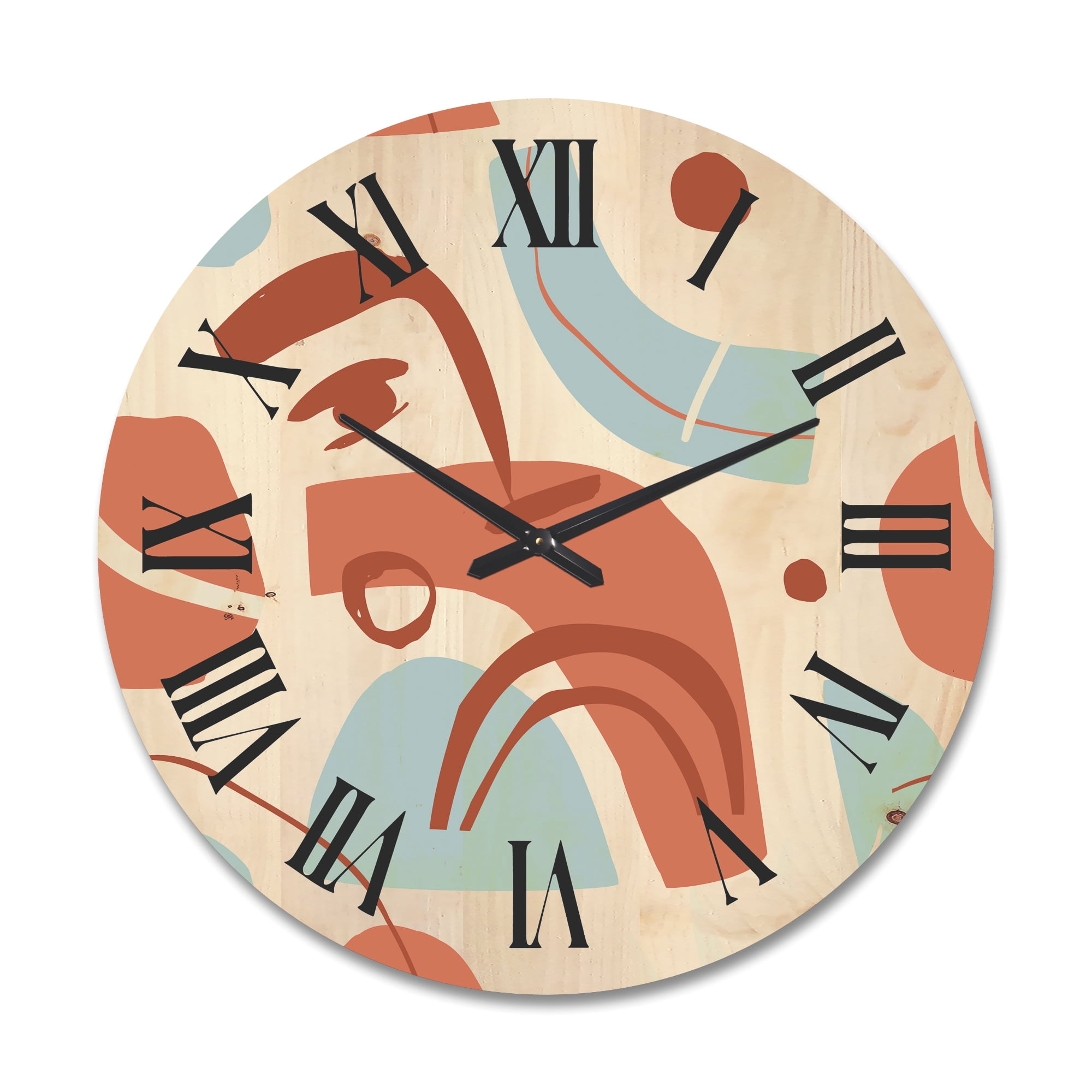 Designart 'Tropical Palm Leaves With Geometrical Shapes' Modern Wood Wall Clock