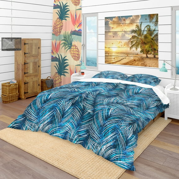Designart 'Tropical Palm Leaves' tropical Duvet Cover Set