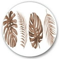thumbnail image 1 of Designart 'Tropical Palm and Monstera Leaf In Terracotta' Traditional Circle Metal Wall Art 36x36 - Disc of 36, 1 of 5