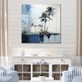 thumbnail image 1 of Designart "Tropical Palms: Blue & Grey Collage" Coastal Canvas Art Print, 1 of 7