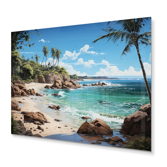 Designart "Tropical Paradise Beach Photo II" Nautical & Beach Metal Wall Decor