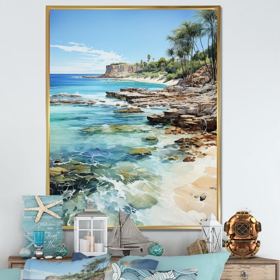 Designart "Tropical Paradise Beach Photo III" Nautical & Beach Floater Framed Canvas Print