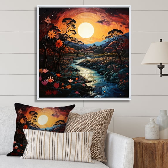 Designart "Tropical Paradise Indian Art wall decor II" Indian Floater Framed Canvas Print