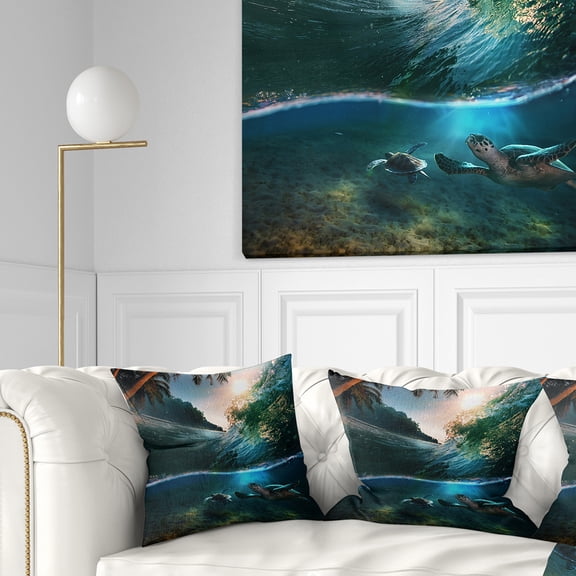 Designart Tropical Paradise Seashore - Seascape Throw Pillow - 16x16