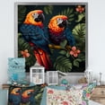 thumbnail image 1 of Designart "Tropical Parrots in Orange and Green" Animals Framed Wall Art Decor - Modern Orange Parrot Entryway Framed Wall Art, 1 of 6