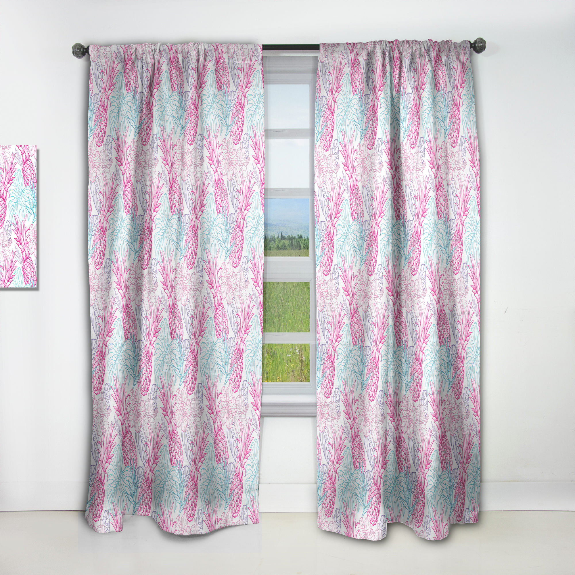 Designart 'Tropical Pineapple Mood II' Modern & Contemporary Curtain Panel