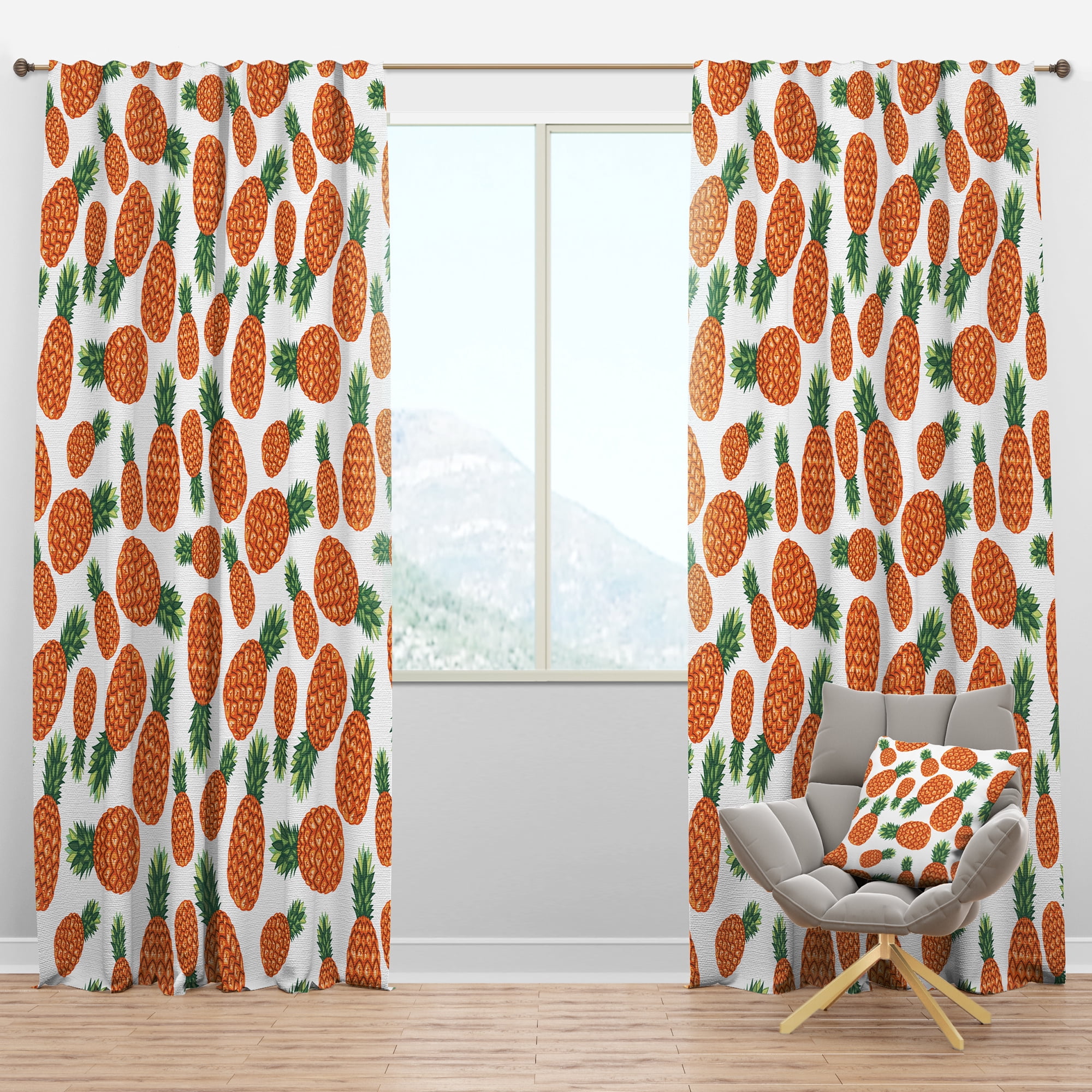 Designart 'Tropical Pineapple Mood III' Tropical Blackout Curtain Panel