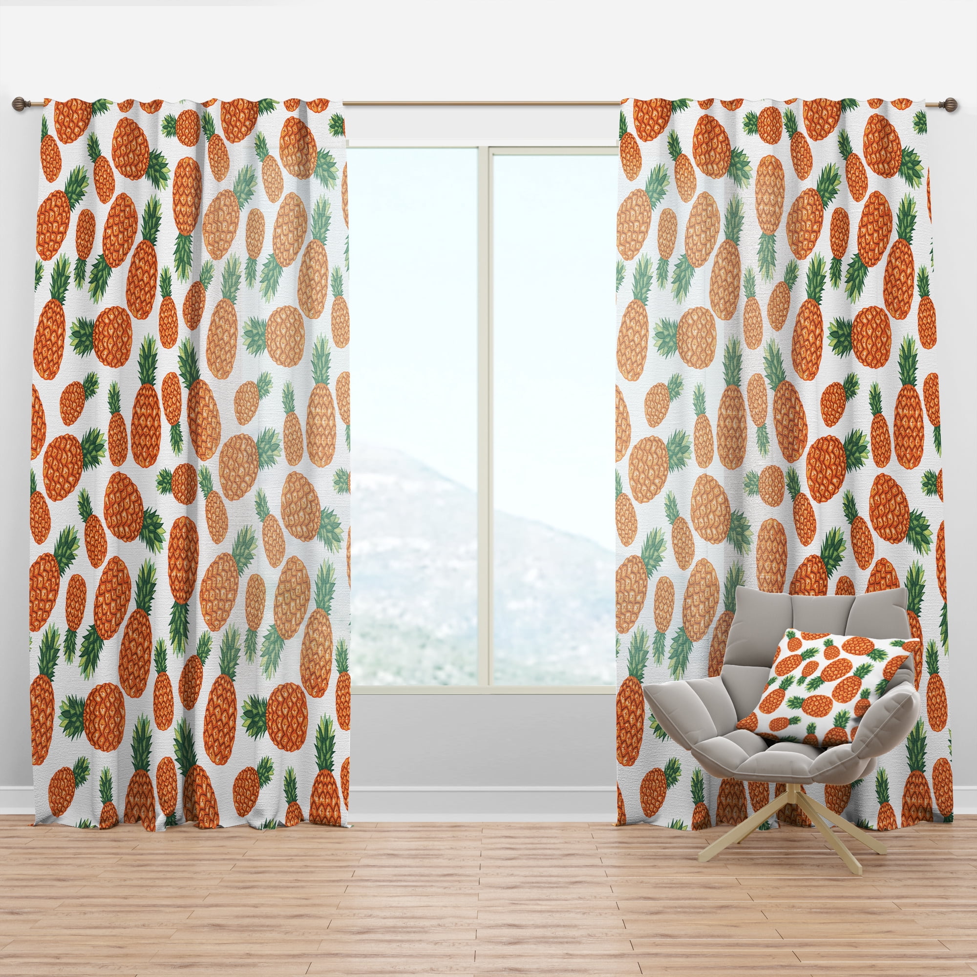 Designart 'Tropical Pineapple Mood III' Tropical Curtain Panel