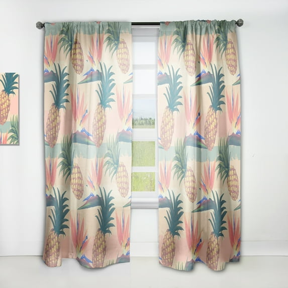 Designart 'Tropical Pineapple Mood IV' Tropical Curtain Panel