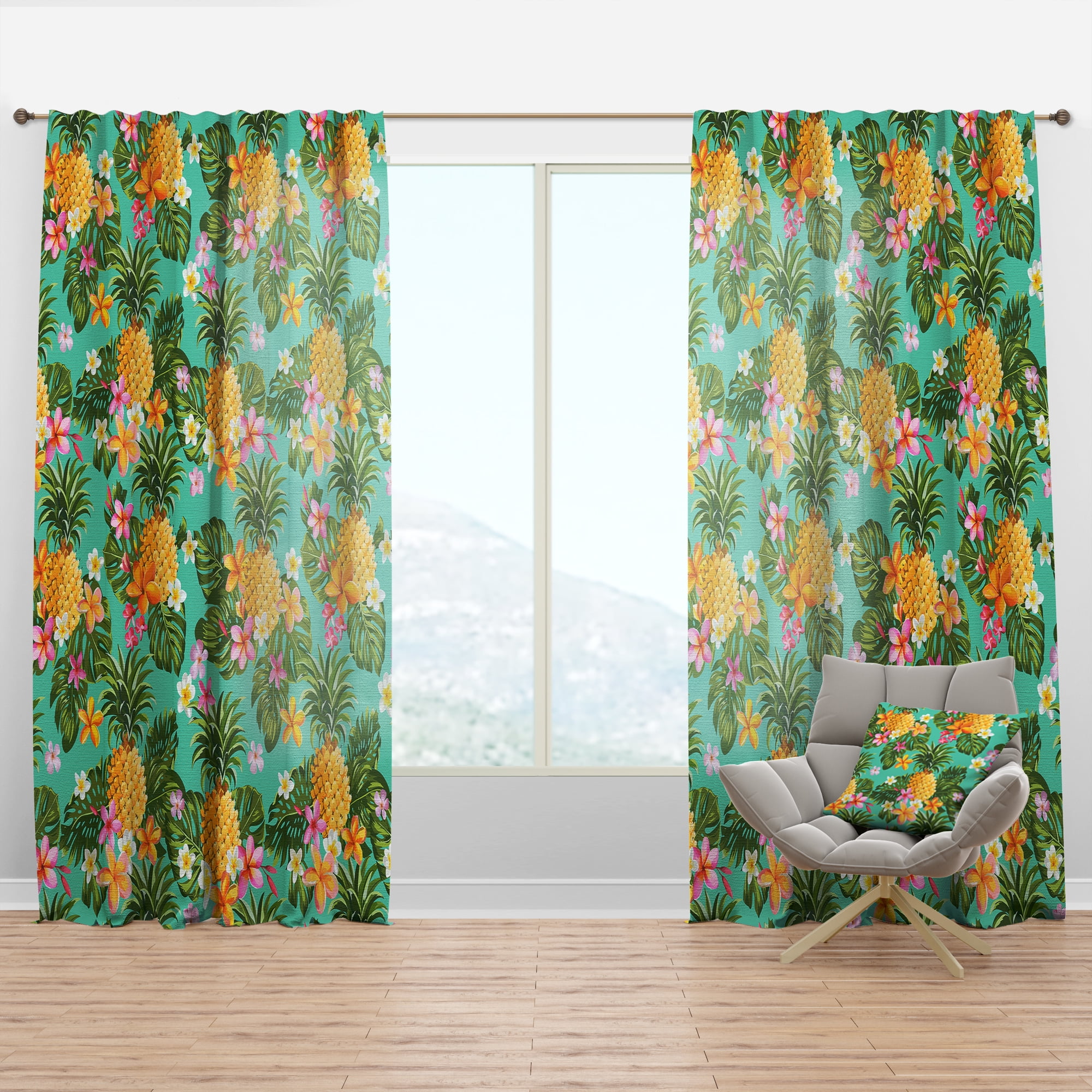 Designart 'Tropical Pineapple Mood V' Tropical Curtain Panel