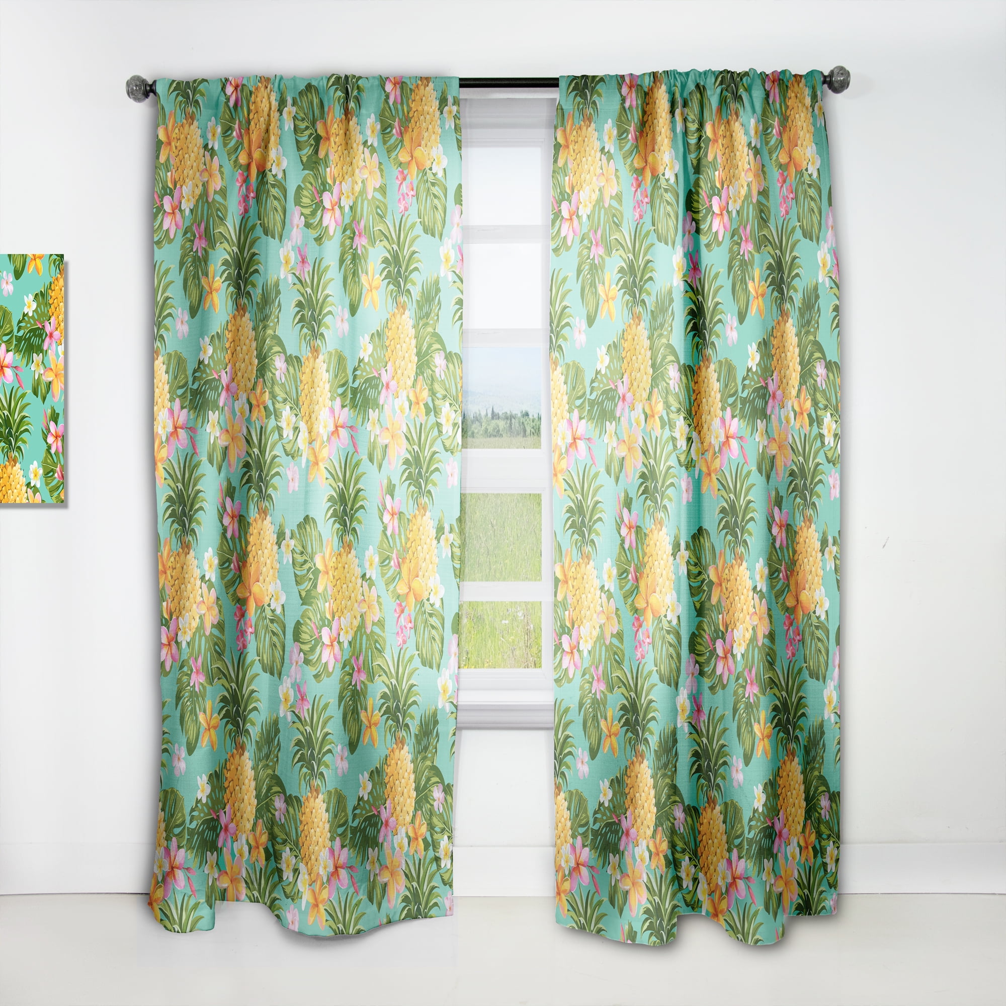 Designart 'Tropical Pineapple Mood V' Tropical Curtain Panel
