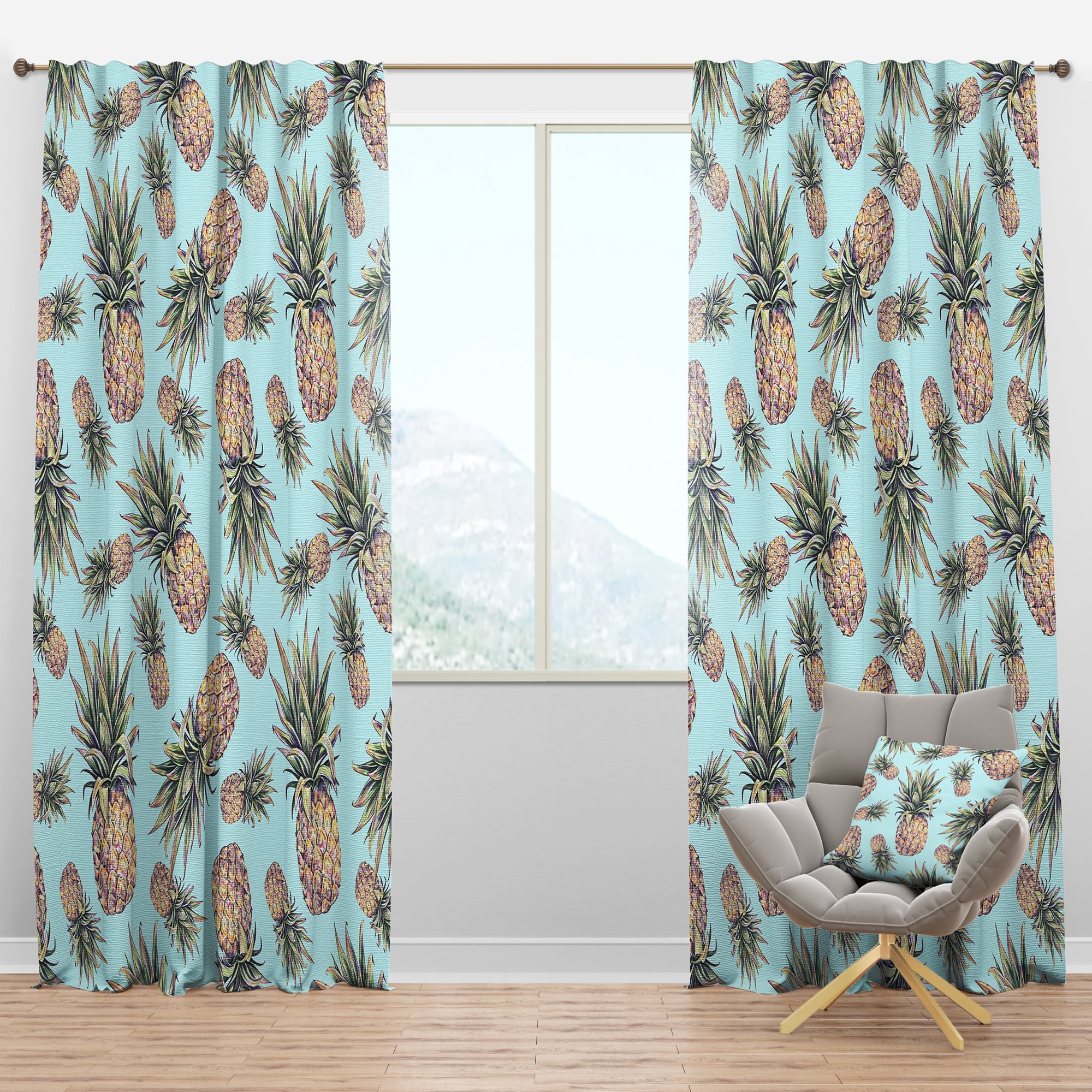 Designart 'Tropical Pineapple Mood VI' Tropical Blackout Curtain Panel