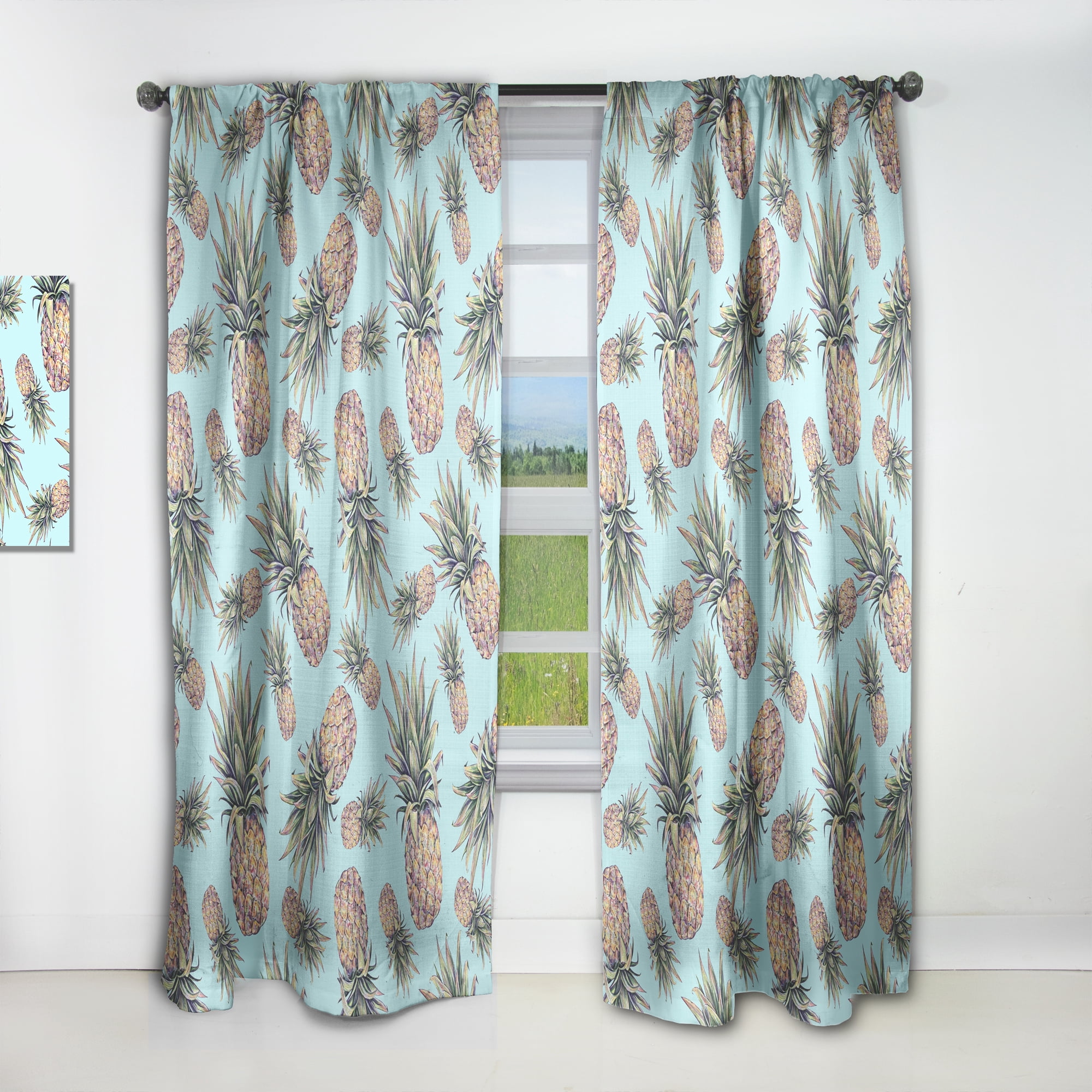 Designart 'Tropical Pineapple Mood VI' Tropical Curtain Panel