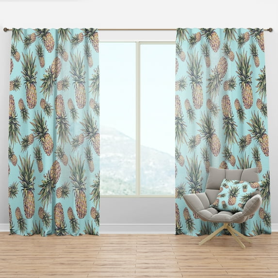 Designart 'Tropical Pineapple Mood VI' Tropical Curtain Panel