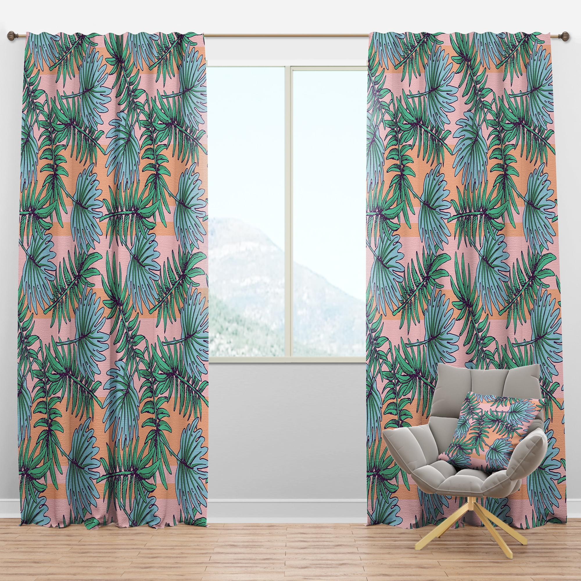 Designart 'Tropical Plants With Summer Colorful HawaIIan Pattern' Tropical Blackout Curtain Panel