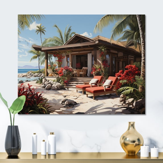 Designart "Tropical Retreat in the Caribbean I" Beach & Ocean Metal Wall Decor