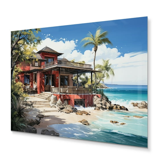 Designart "Tropical Retreat in the Caribbean III" Beach & Ocean Metal Art Living Room