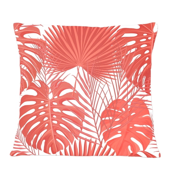 Designart Tropical Retro Foliage Coral I' Mid-Century Modern Throw Pillow - 12x20