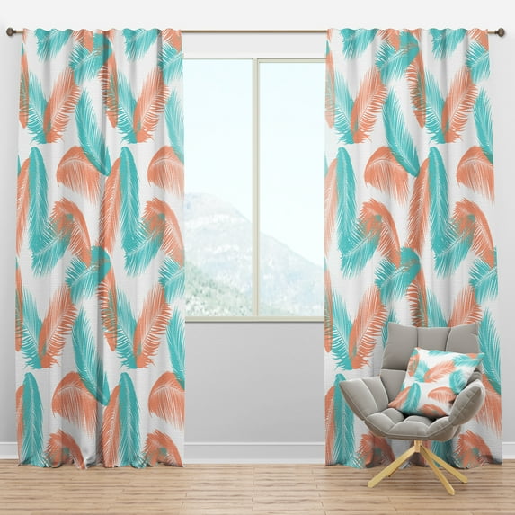 Designart 'Tropical Retro Foliage II' Mid-Century Modern Blackout Curtain Panel