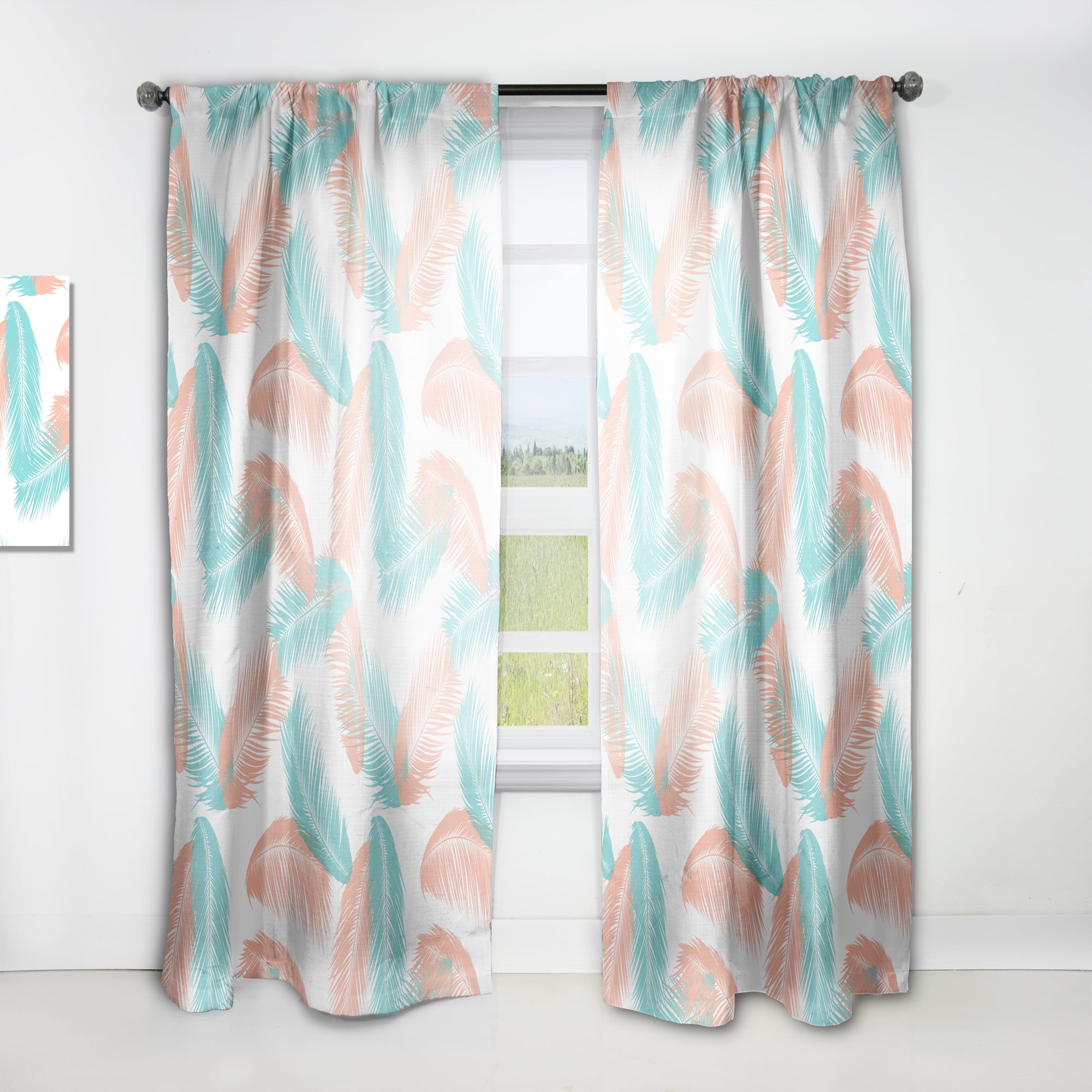 Designart 'Tropical Retro Foliage II' Mid-Century Modern Curtain Panel