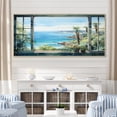 thumbnail image 1 of Designart "Tropical Seaside Serenity II" Extra Large Coastal Framed Wall Art - Coastal Blue Coastal Windows Bedroom Framed Canvas Wall Art, 1 of 7